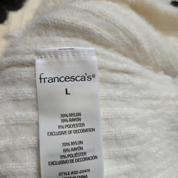 NWT Francesca's Holly Floral Cardigan White with Black Flowers Large SUPER SOFT - Picture 7 of 8